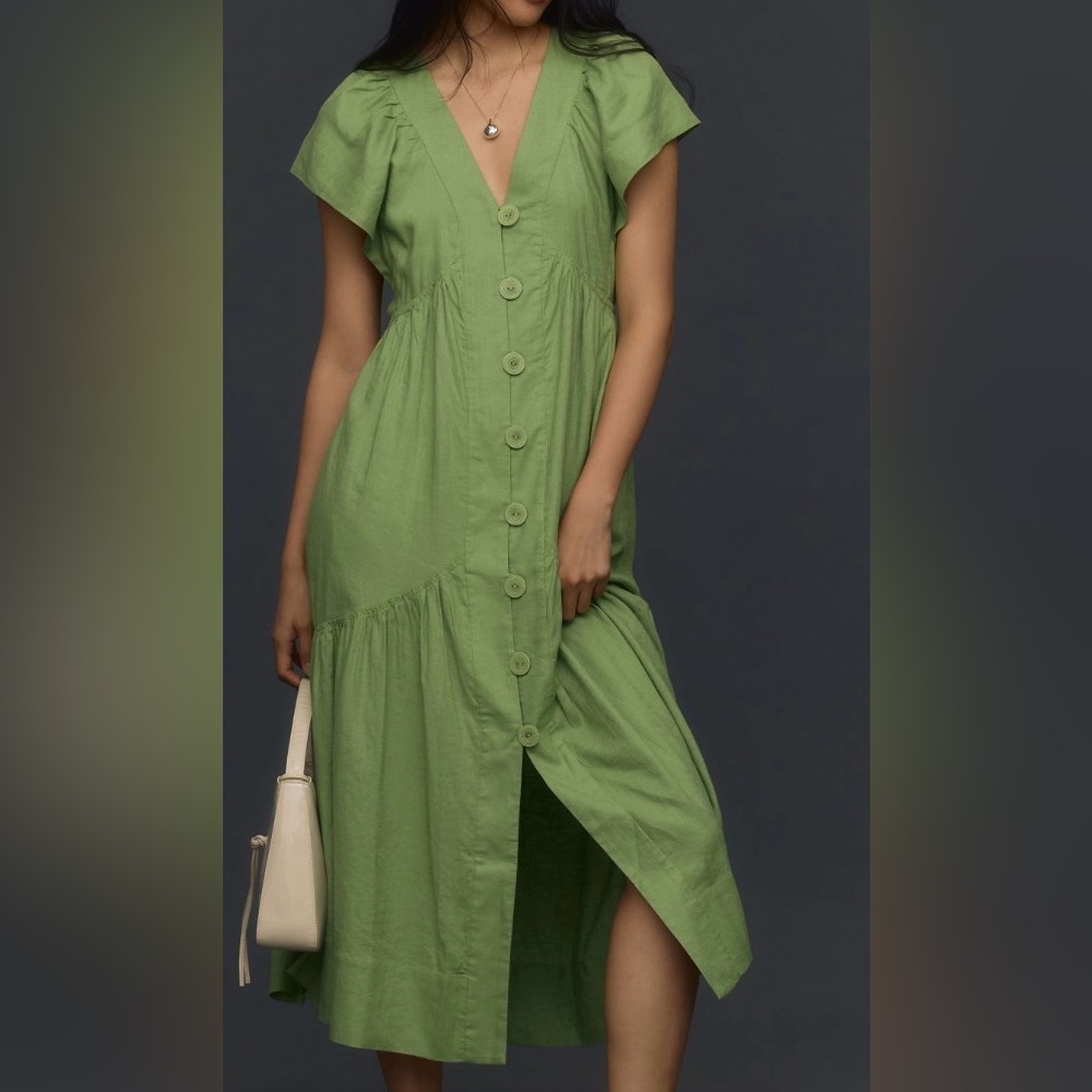 Anthropologie linen midi dress, size M